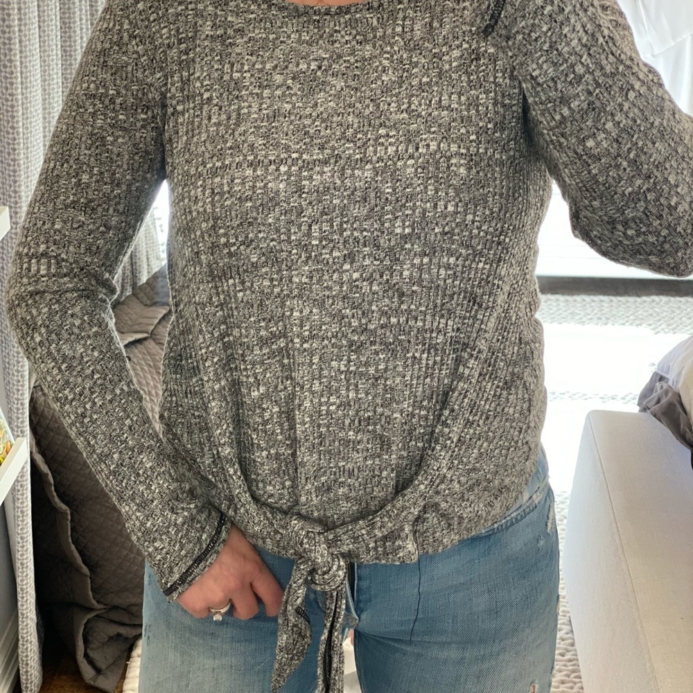 Grey front tie long sleeve